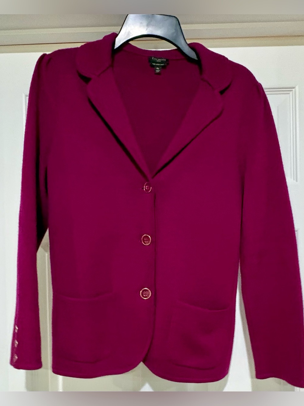 Talbots Deep Magenta Button-Front Blazer Jacket